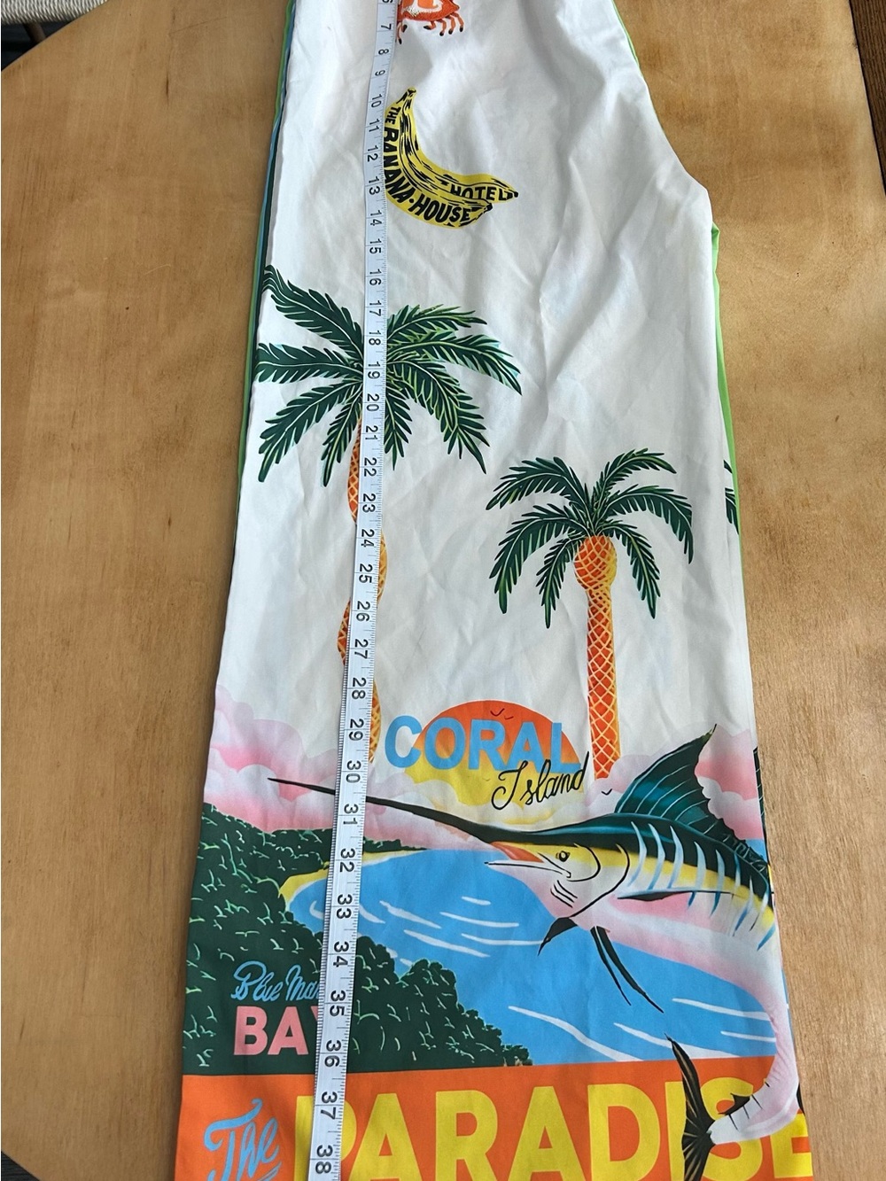 The Paradise Inn Pants Womens L Wide Leg Tropical Resort Split Color Graphic - Picture 5 of 7